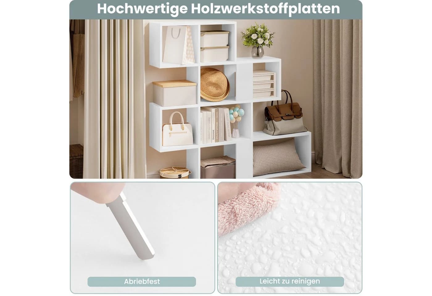 EUGAD Bücherregal 4 Ebenen 11 Fächer Weiß Skandinavisch - Bild 5