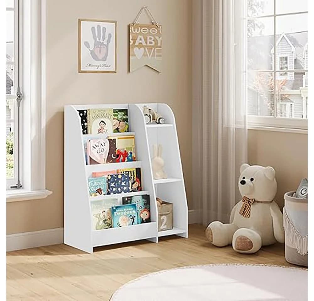 EUGAD Kinderregal Weiß 4 Regalebenen 3 Fächer