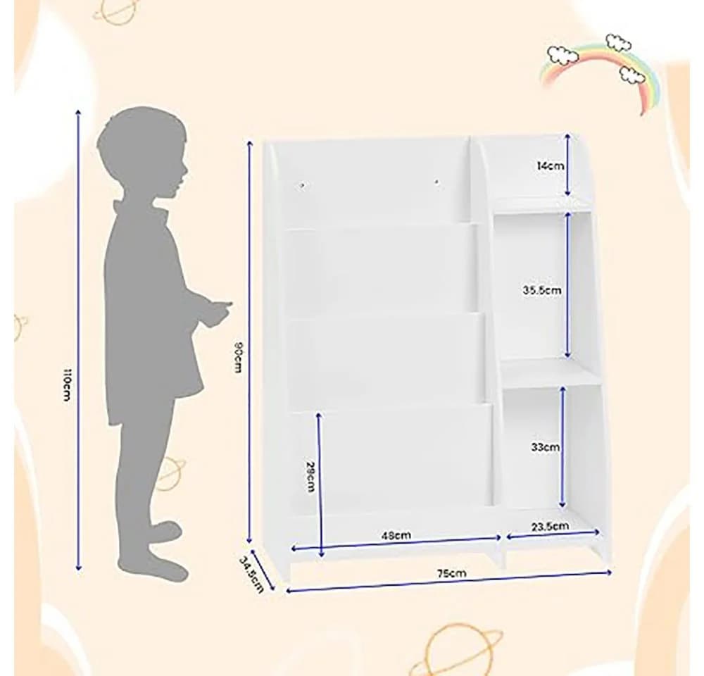 EUGAD Kinderregal Weiß 4 Regalebenen 3 Fächer - Bild 3