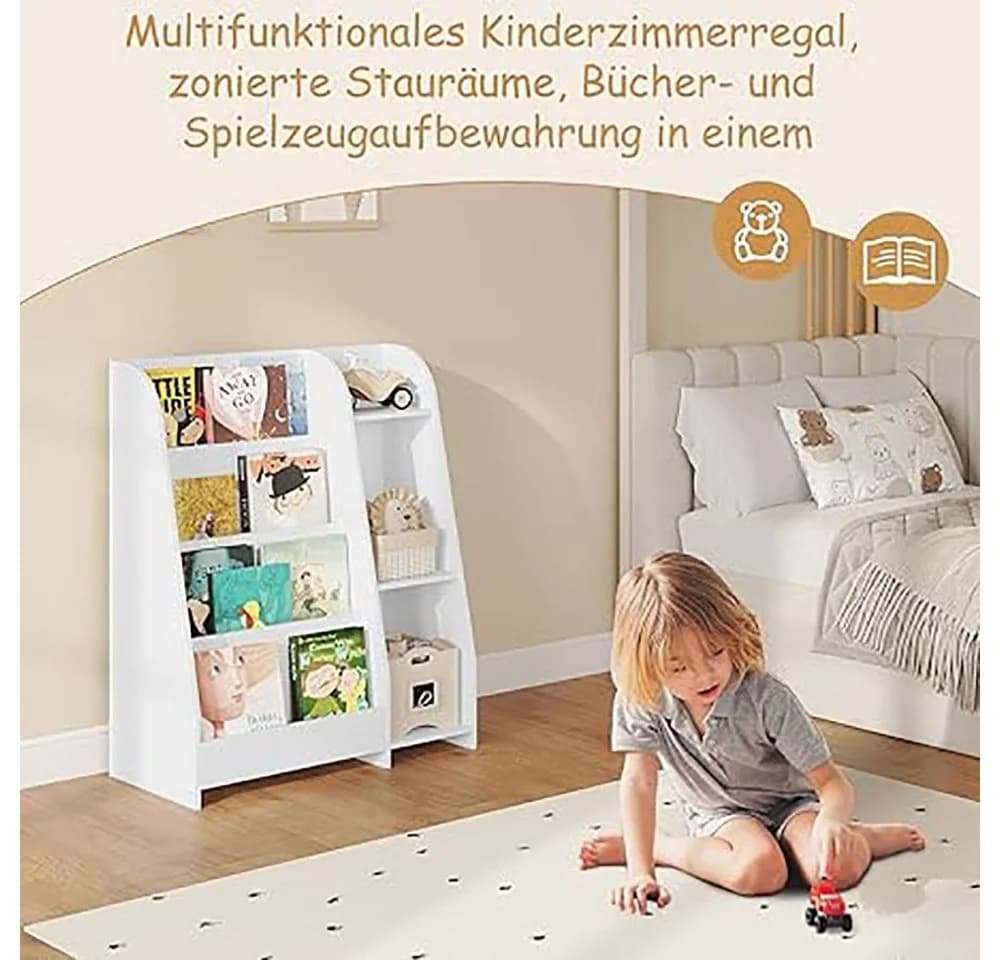EUGAD Kinderregal Weiß 4 Regalebenen 3 Fächer - Bild 4