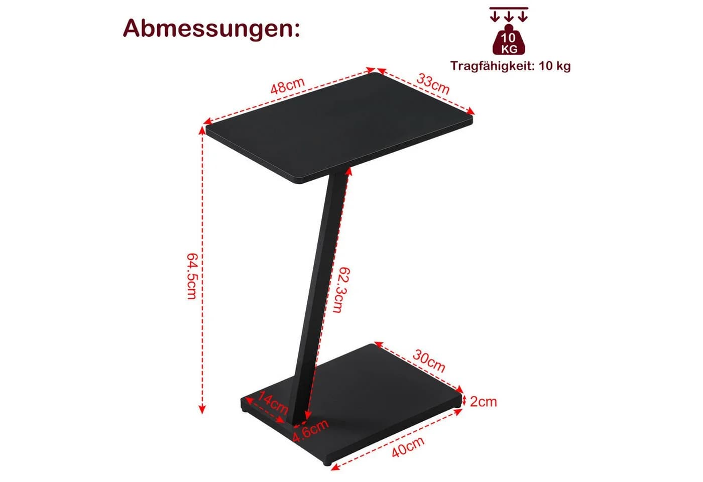 EUGAD Beistelltisch C-Form Couchtisch mit Metallgestell - Bild 3