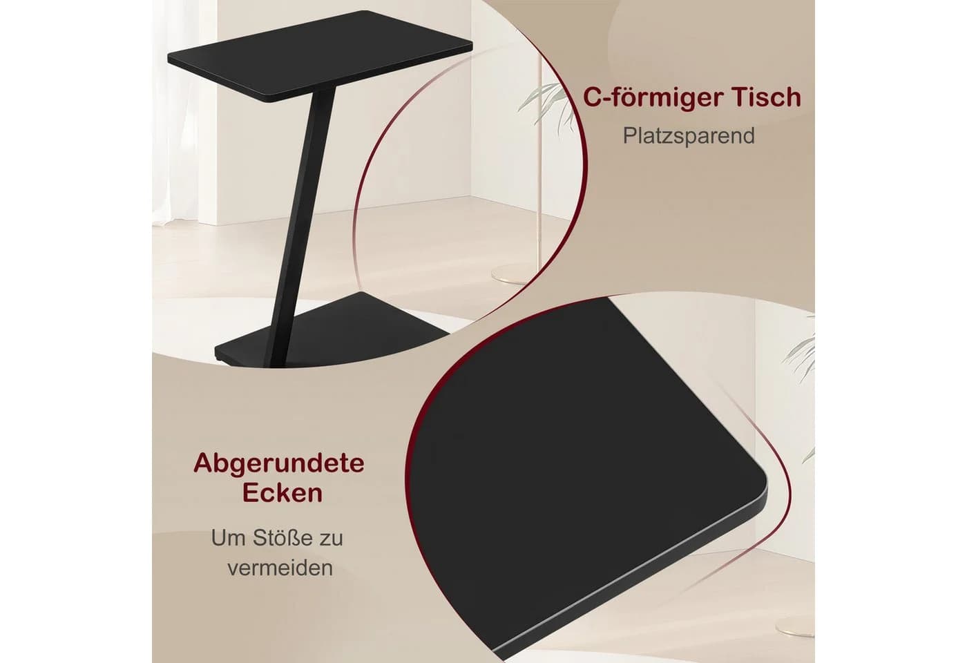 EUGAD Beistelltisch C-Form Couchtisch mit Metallgestell - Bild 5