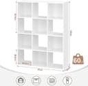 EUGAD Bücherregal 4 Ebenen 12 Fächer Weiß Skandinavisch Bild 3
