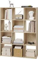 EUGAD Bücherregal 4 Ebenen 12 Fächer Weiß/Helleiche Bild 2