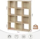 EUGAD Bücherregal 4 Ebenen 12 Fächer Weiß/Helleiche Bild 3