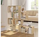 EUGAD Bücherregal 4 Ebenen 11 Fächer Weiß/Helle Eiche Bild 1
