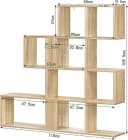 EUGAD Bücherregal 4 Ebenen 11 Fächer Weiß/Helle Eiche Bild 3