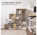 EUGAD Bücherregal 4 Ebenen 11 Fächer Weiß/Helle Eiche Bild 4