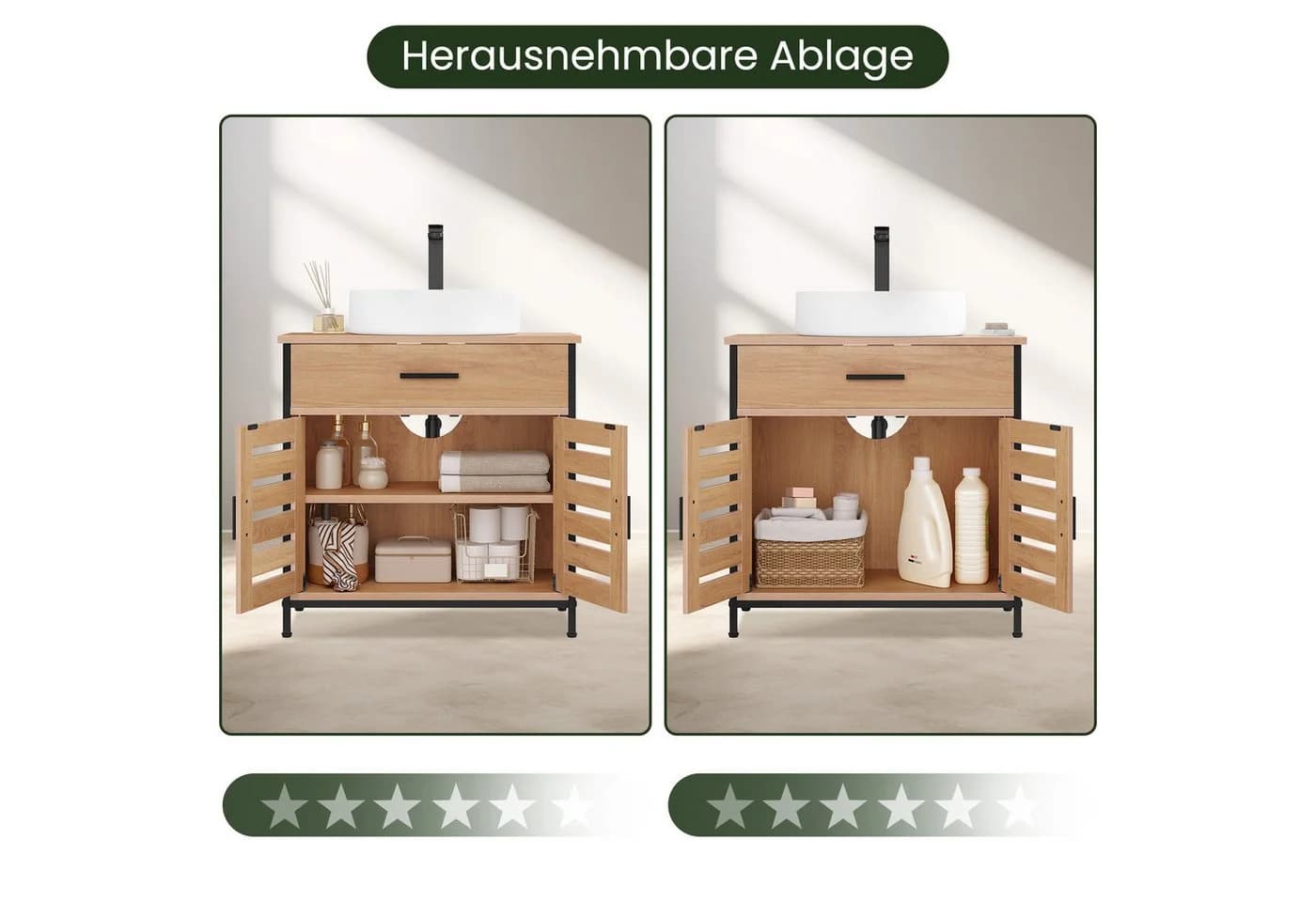EUGAD Waschbeckenunterschrank 2-Türig Verstellbare Ablage - Bild 4