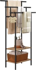 EUGAD Handtuchständer mit 3 Stangen Metall Holzwerkstoff Schwarz Beige Bild 2