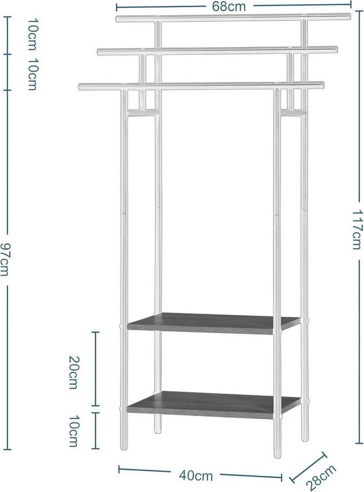 EUGAD Handtuchständer mit 3 Stangen Metall Holzwerkstoff Schwarz Beige - Bild 3