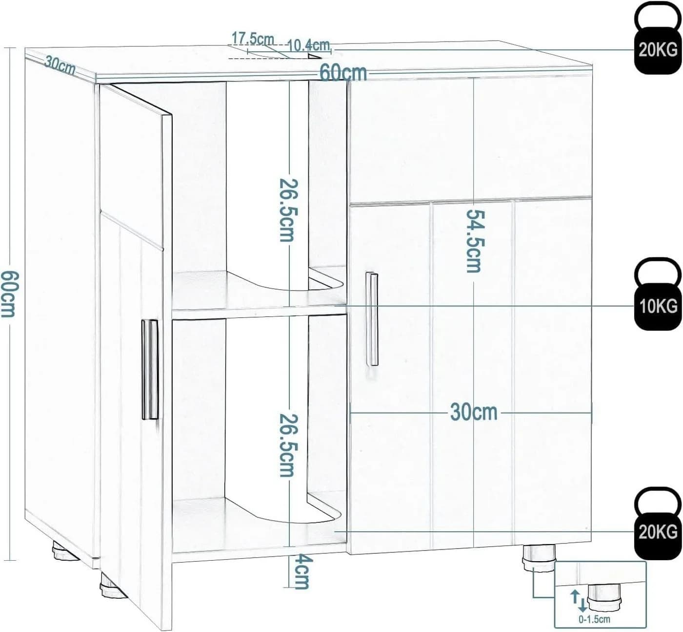 EUGAD Waschbeckenunterschrank Weiß Landhausstil MDF - Bild 4