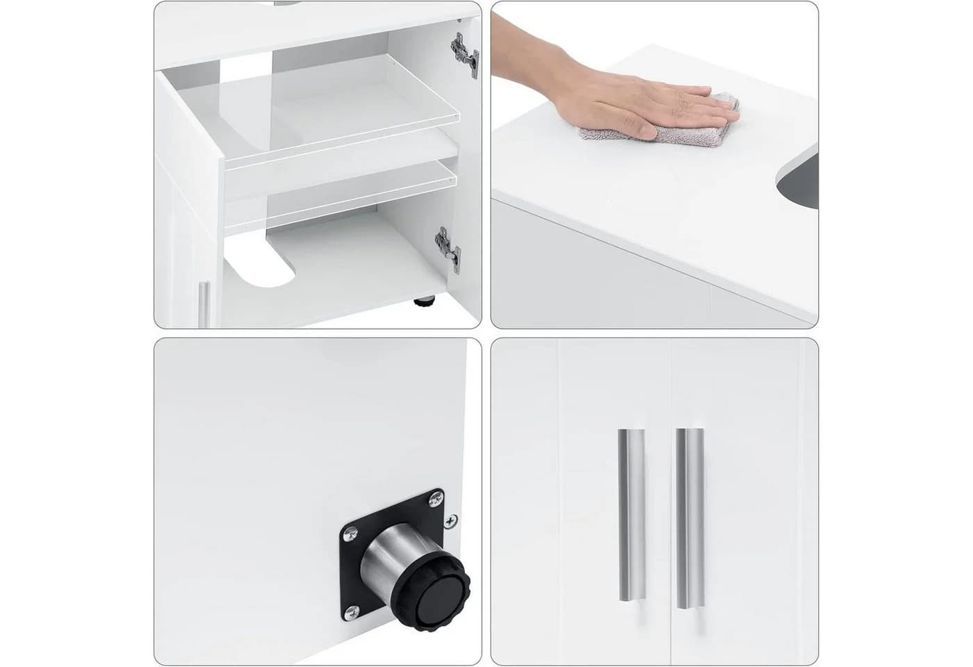 EUGAD Waschbeckenunterschrank Weiß Landhausstil MDF - Bild 5