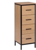 EUGAD Hochschrank mit 4 Schubladen Braun/Schwarz Metall Bild 2