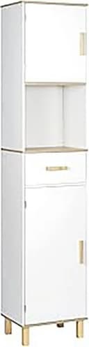 EUGAD Hochschrank Weiß 5 Fächer 1 Schublade Skandinavisch Bild 2