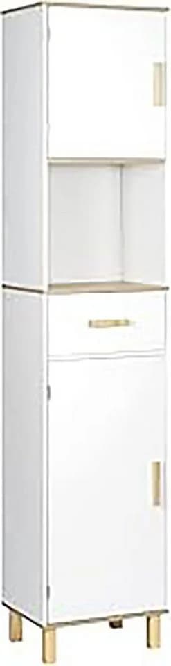 EUGAD Hochschrank Weiß 5 Fächer 1 Schublade Skandinavisch - Bild 2