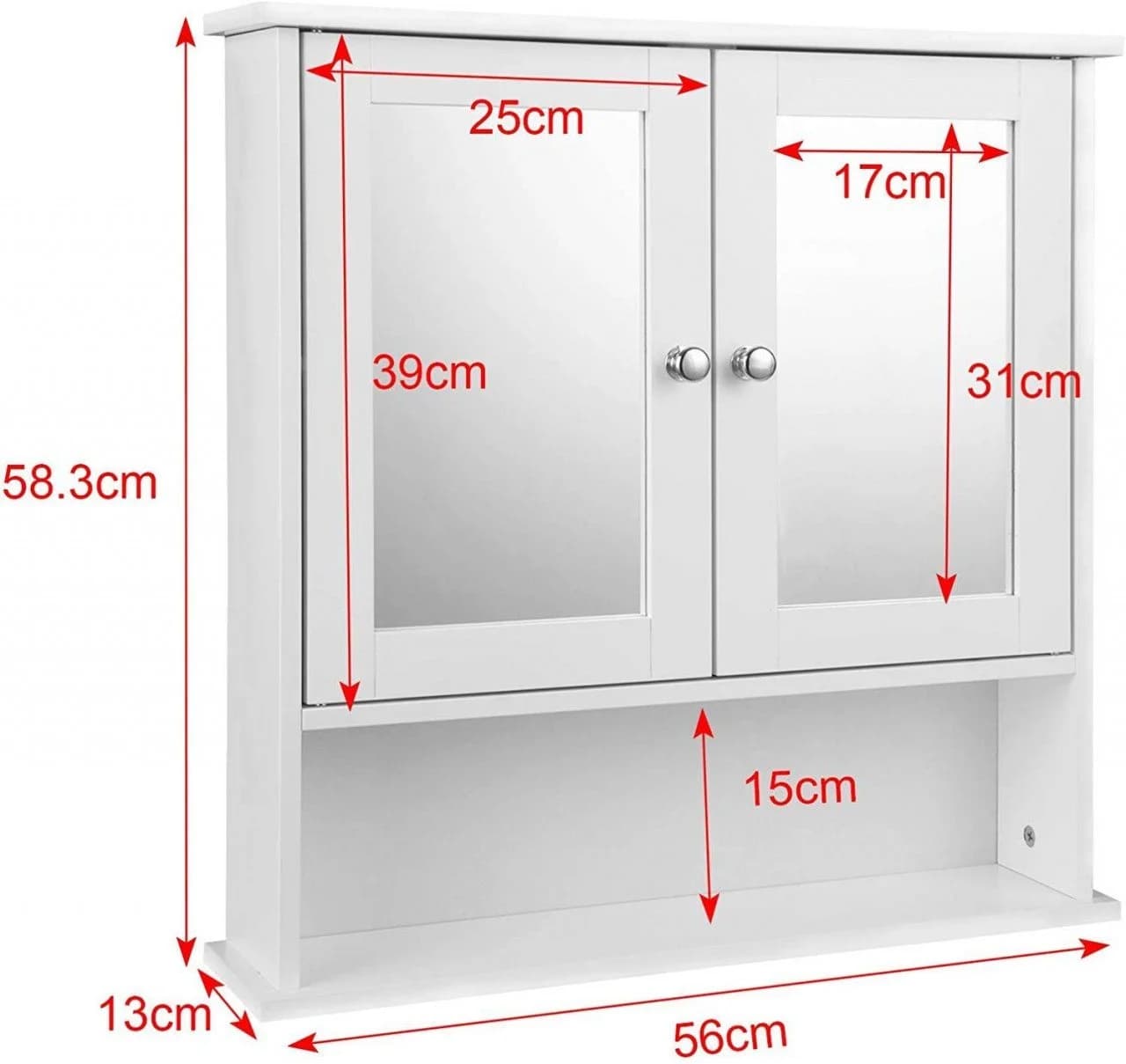 EUGAD Spiegelschrank Hängeschrank mit Tür Weiß/Grau - Bild 4
