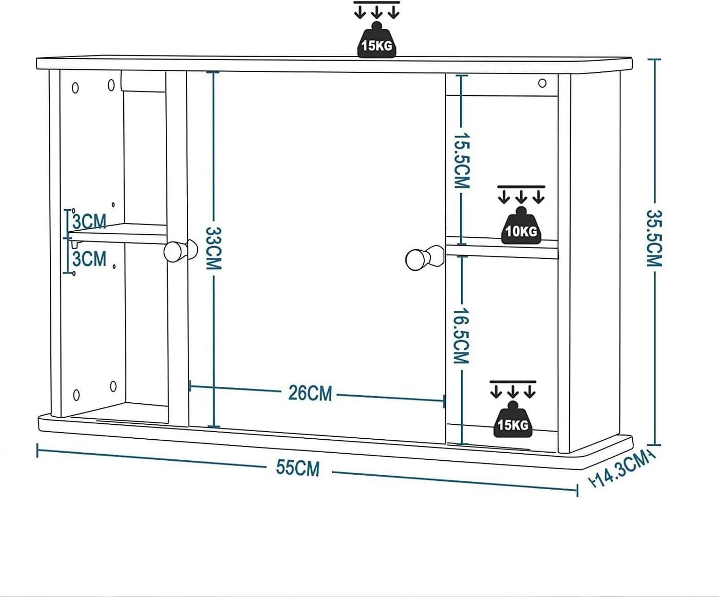 EUGAD Badezimmerspiegelschrank Bambus 55x35,5x14 cm - Bild 3