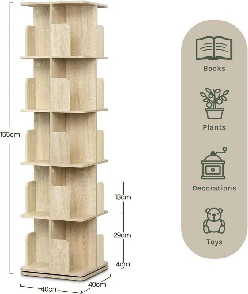 EUGAD Bücherregal 5 Ebenen 360° Drehbar - Bild 3
