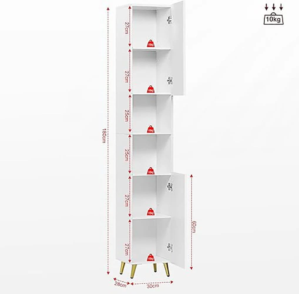 EUGAD Hochschrank Weiß mit 2 Türen und Metallbeinen - Bild 3
