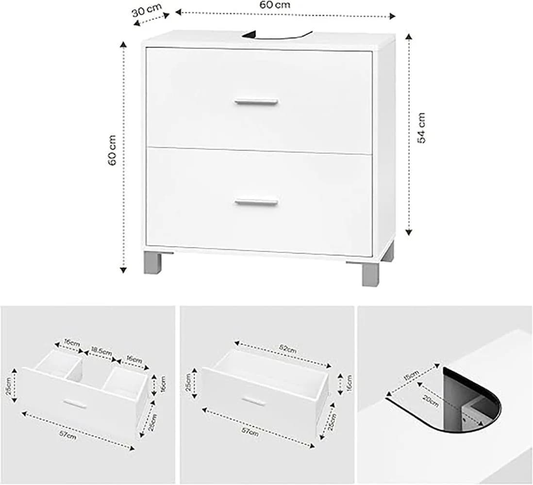 EUGAD Waschbeckenunterschrank Weiß 2 Schubladen Modern - Bild 3