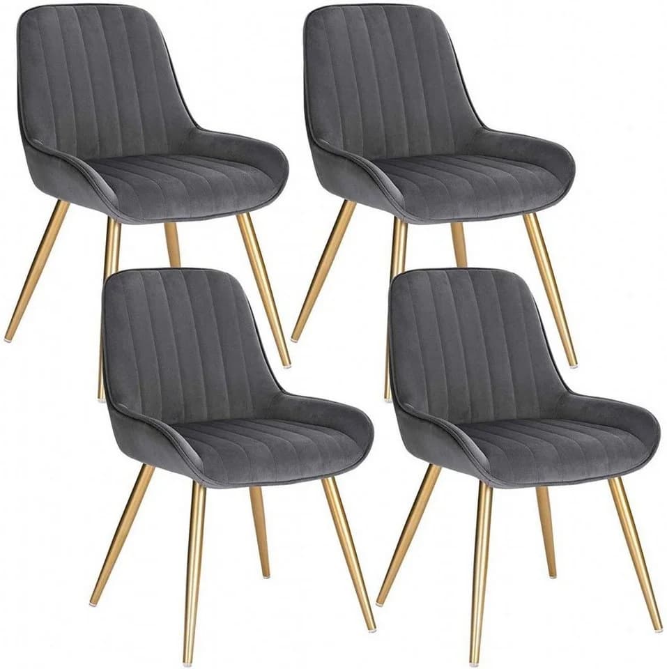 EUGAD Esszimmerstuhl 4er Set Retro Samt Metallbeine Grau - Bild 2