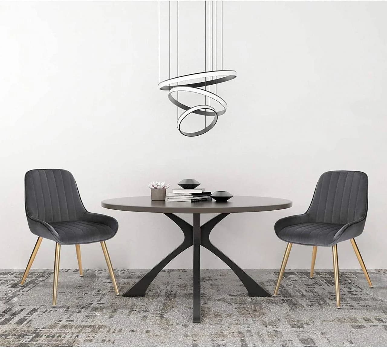 EUGAD Esszimmerstuhl 4er Set Retro Samt Metallbeine Grau - Bild 4