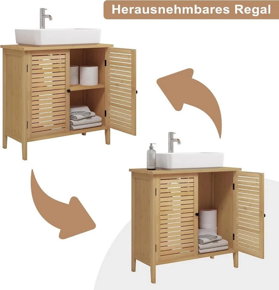 EUGAD Waschbeckenunterschrank Bambus - Bild 5