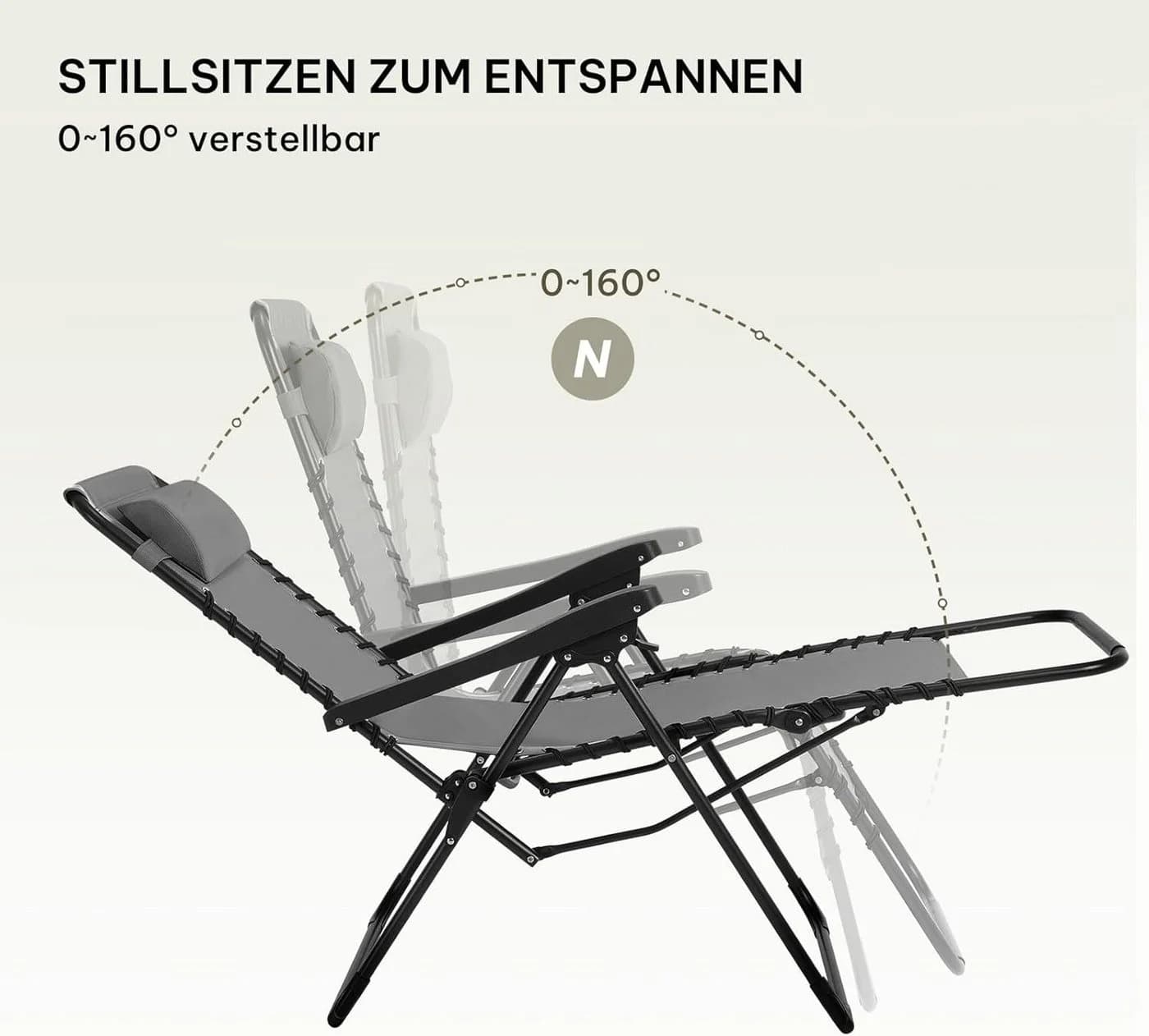 EUGAD Gartenstuhl Klappbar Verstellbare Rückenlehne Relaxliege 150 kg - Bild 4