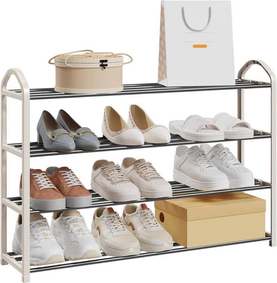 EUGAD Schuhregal 4-Ebenen Metallrohrgestell für Flur, Wohnzimmer, Schlafzimmer - Bild 2
