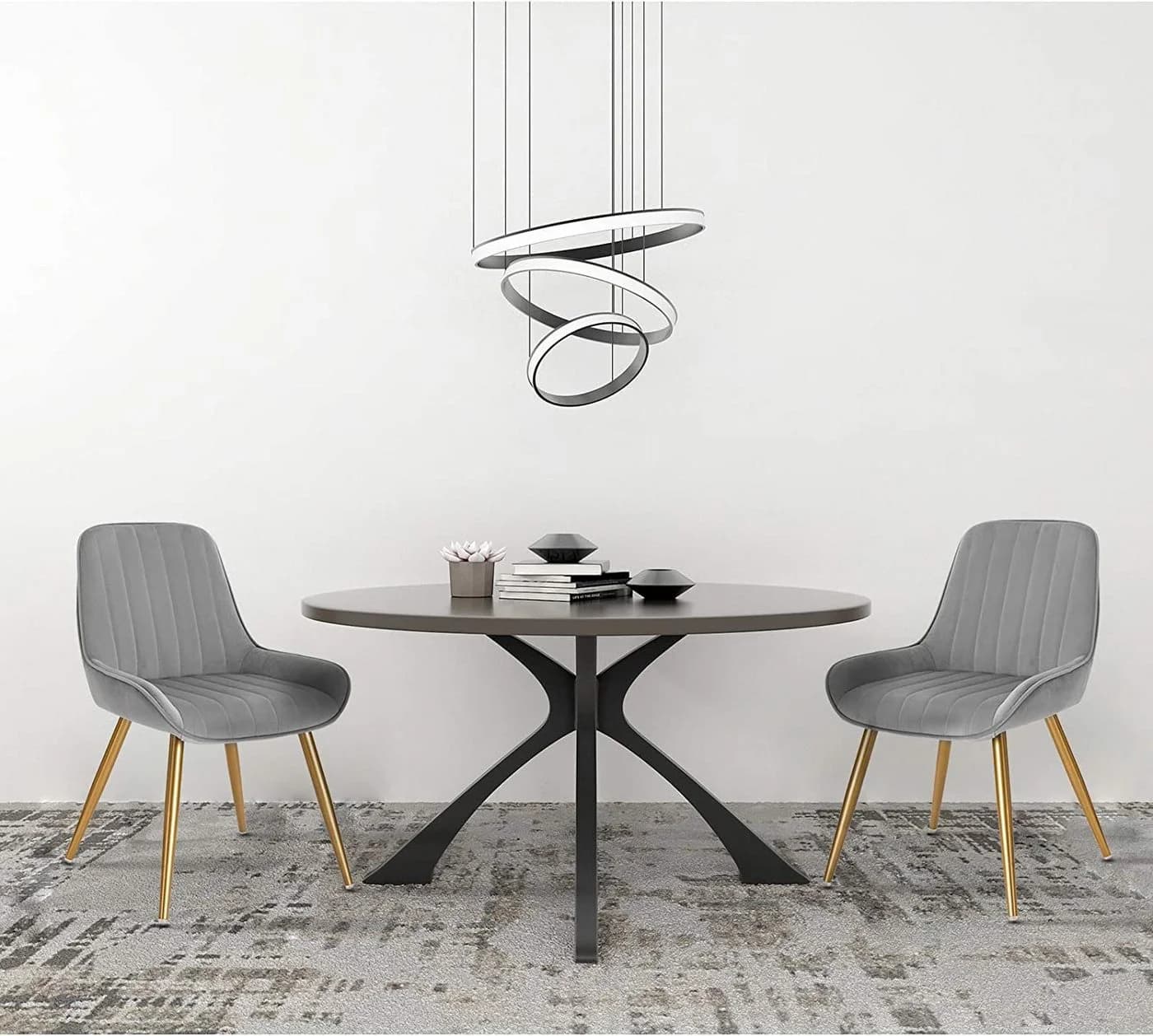 EUGAD Esszimmerstuhl 2er Set Retro Samt Metallbeine - Bild 4