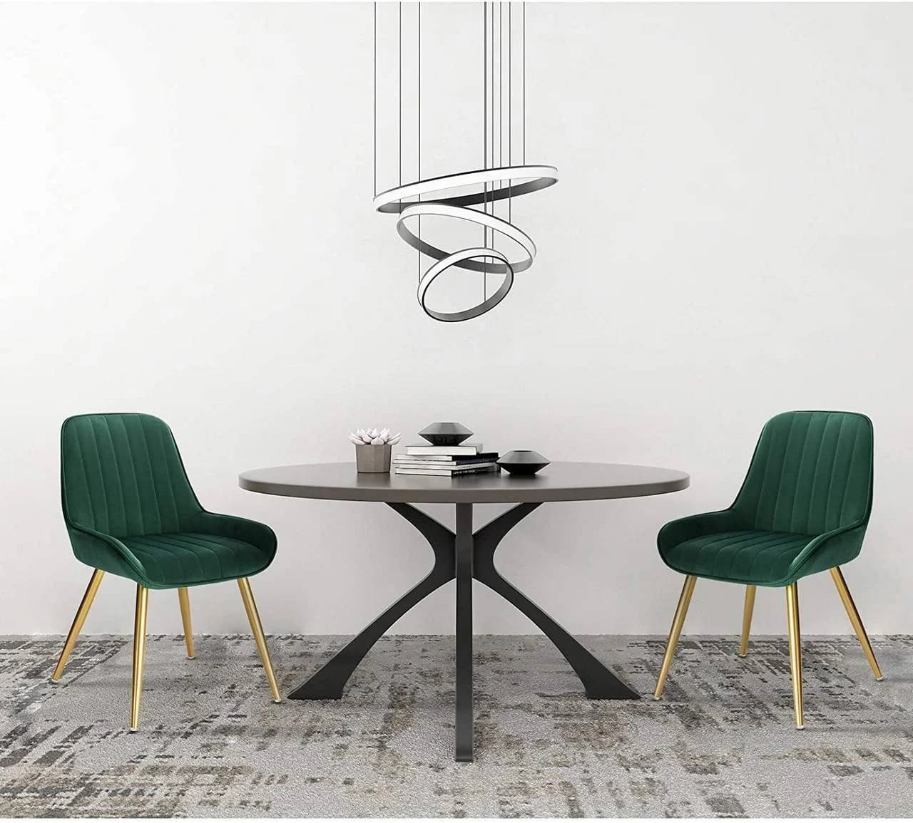 EUGAD Esszimmerstuhl 2er Set Retro Samt Metallbeine