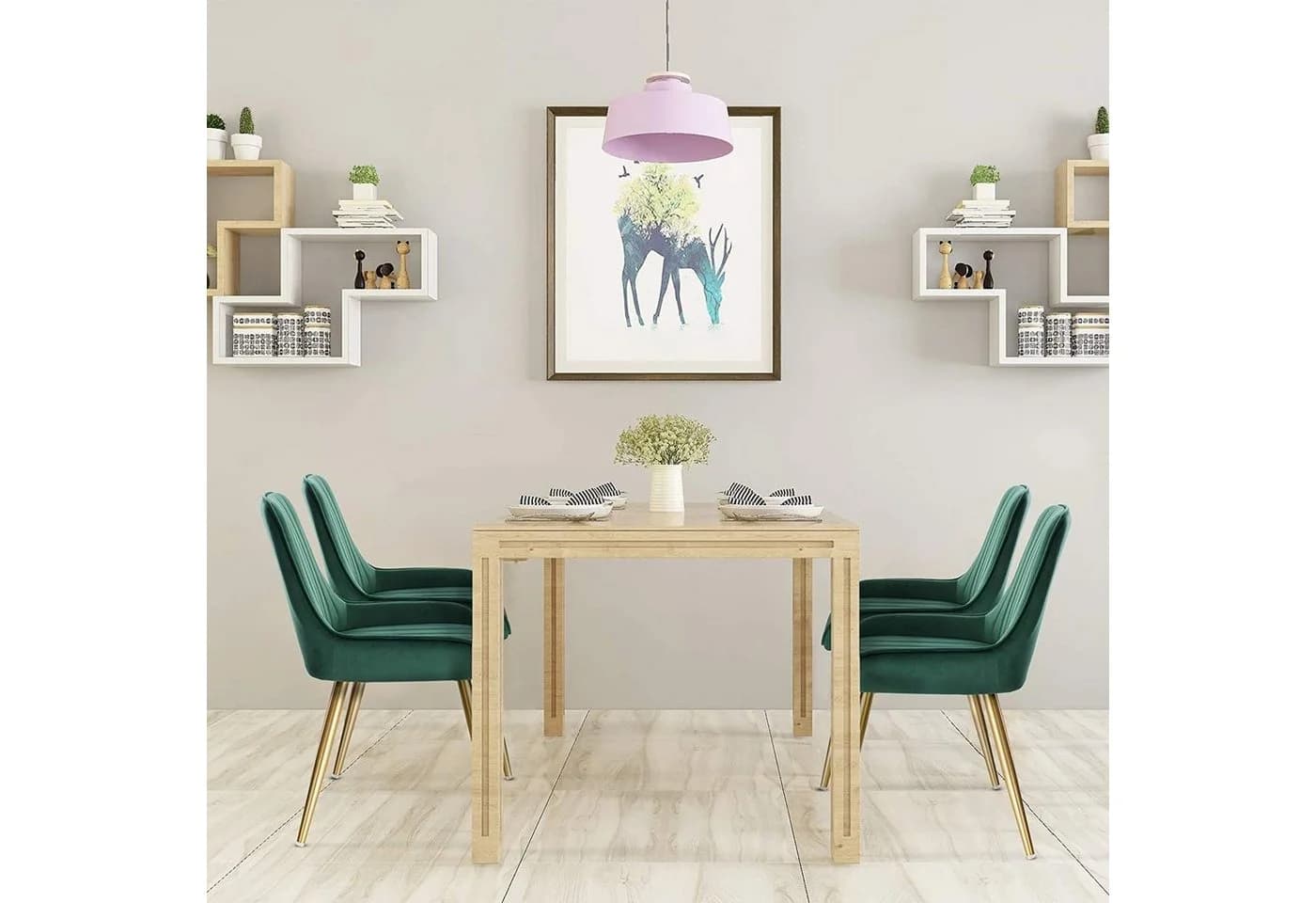 EUGAD Esszimmerstuhl 2er Set Retro Samt Metallbeine - Bild 4