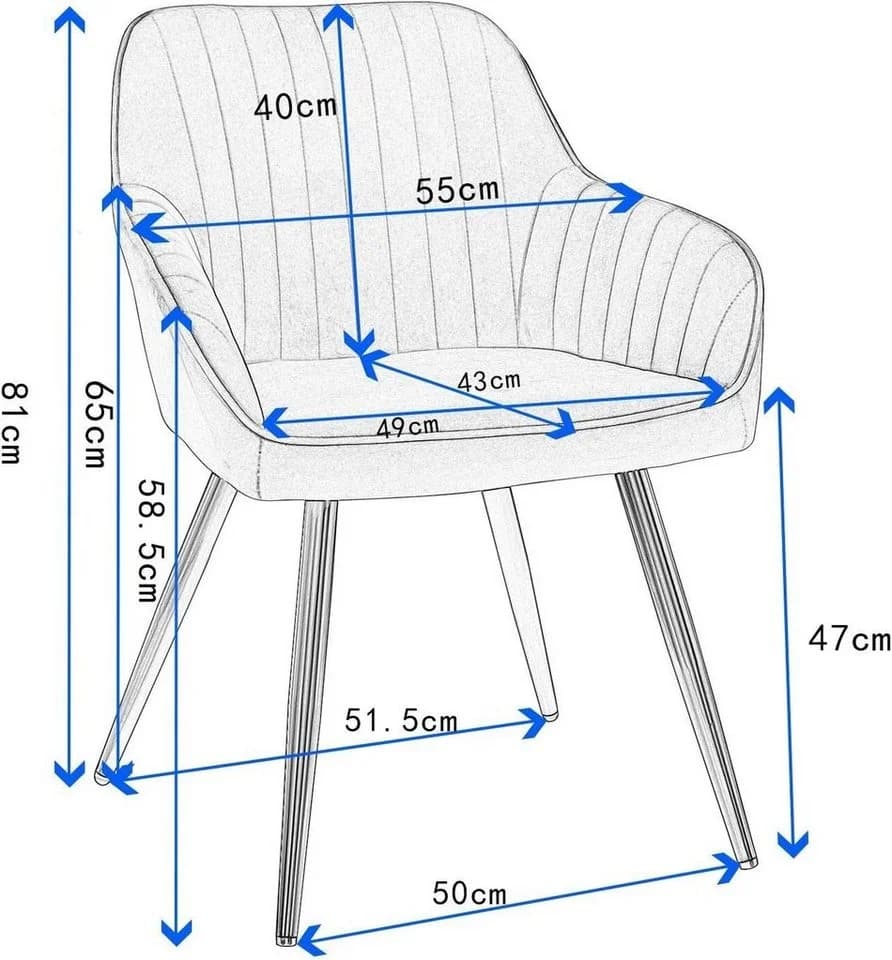 EUGAD Polsterstuhl Grau Samt Metallbeine Ergonomisch - Bild 4