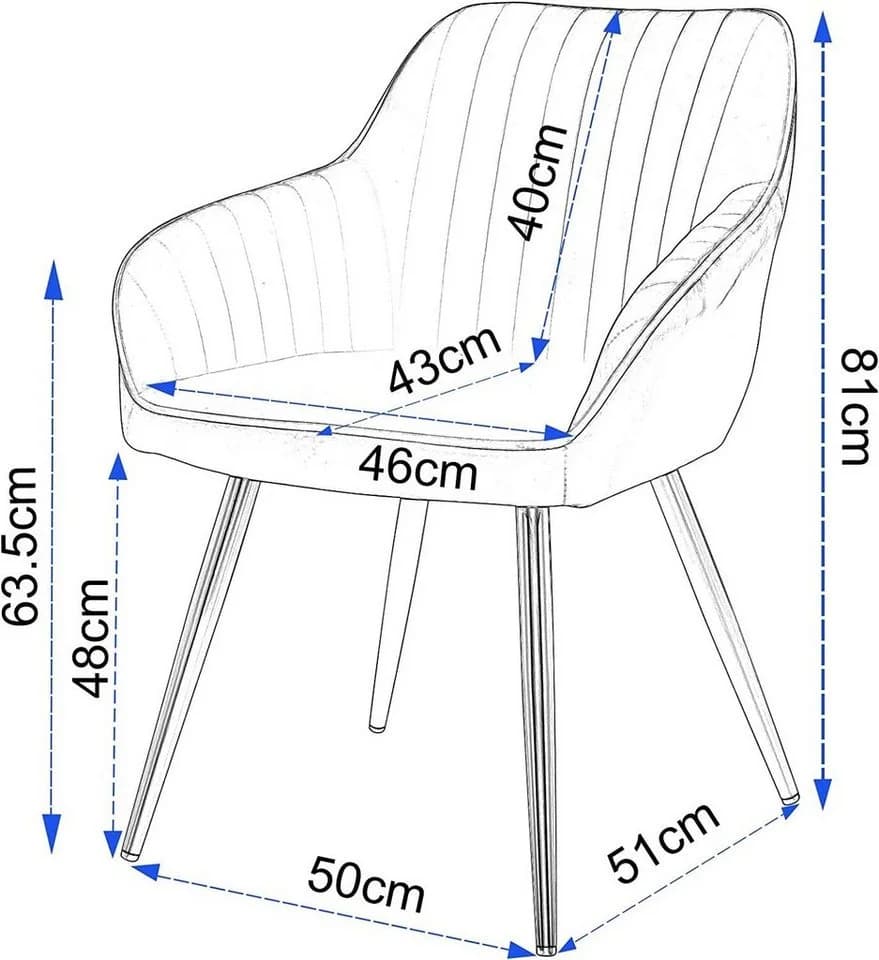 EUGAD Polsterstuhl Schwarz Samt Metallbeine Ergonomisch - Bild 4