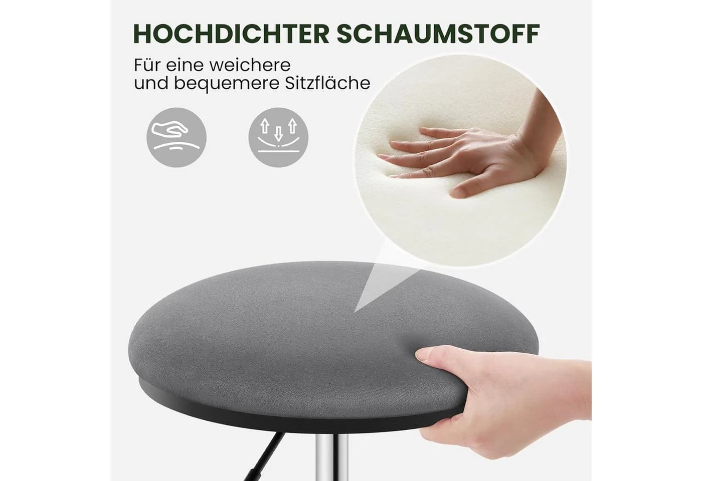 EUGAD Barhocker Schminkstuhl höhenverstellbar drehbar rund - Bild 4