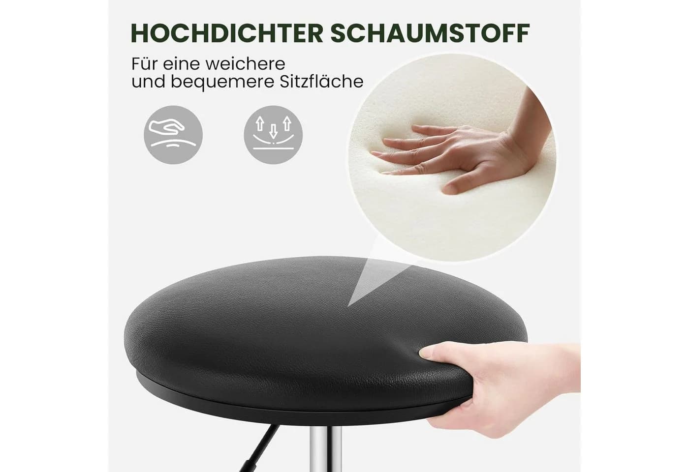 EUGAD Barhocker höhenverstellbar drehbar Kunstleder Schwarz/Weiß - Bild 4