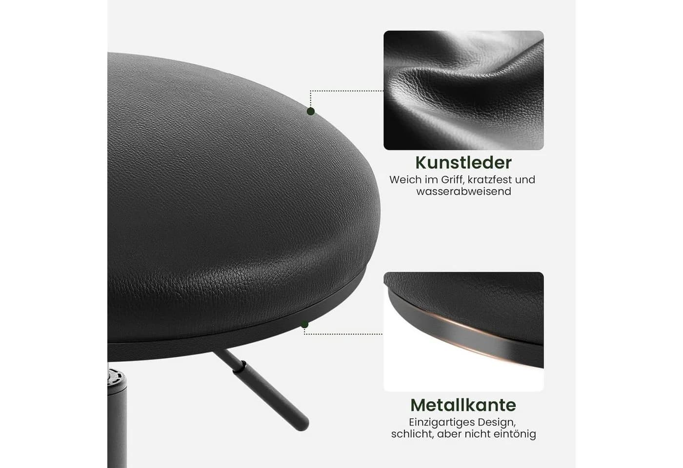 EUGAD Barhocker höhenverstellbar drehbar Kunstleder Schwarz/Weiß - Bild 5