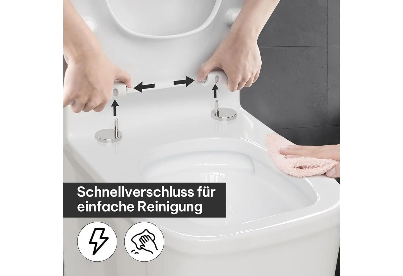 EUGAD WC-Sitz mit Absenkautomatik Weiß Kunststoff - Bild 3