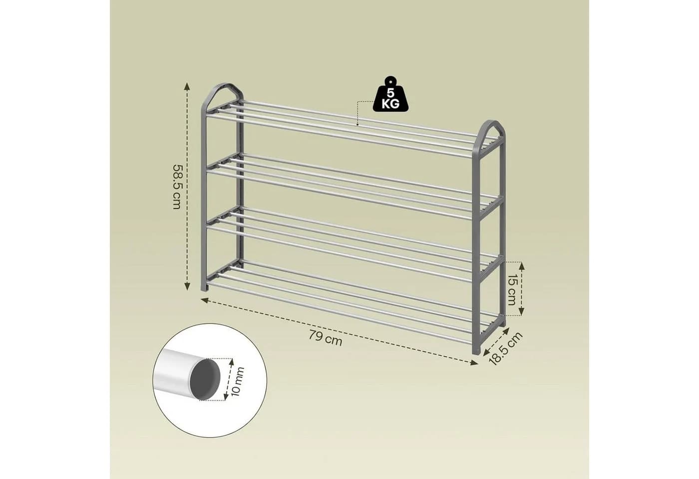 EUGAD Schuhregal 4-Ebenen Metallrohrgestell - Bild 3