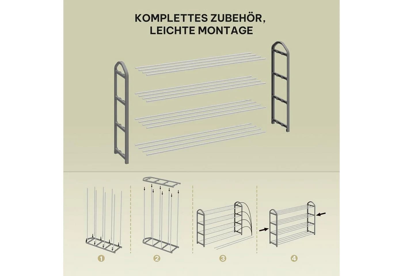 EUGAD Schuhregal 4-Ebenen Metallrohrgestell - Bild 5