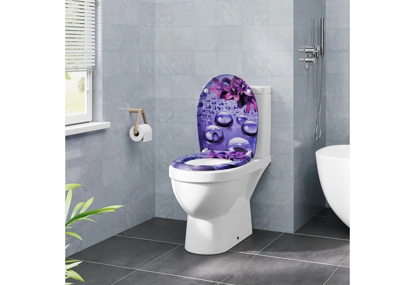 EUGAD WC-Sitz (1-St) mit Absenkautomatik O-förmig Violett