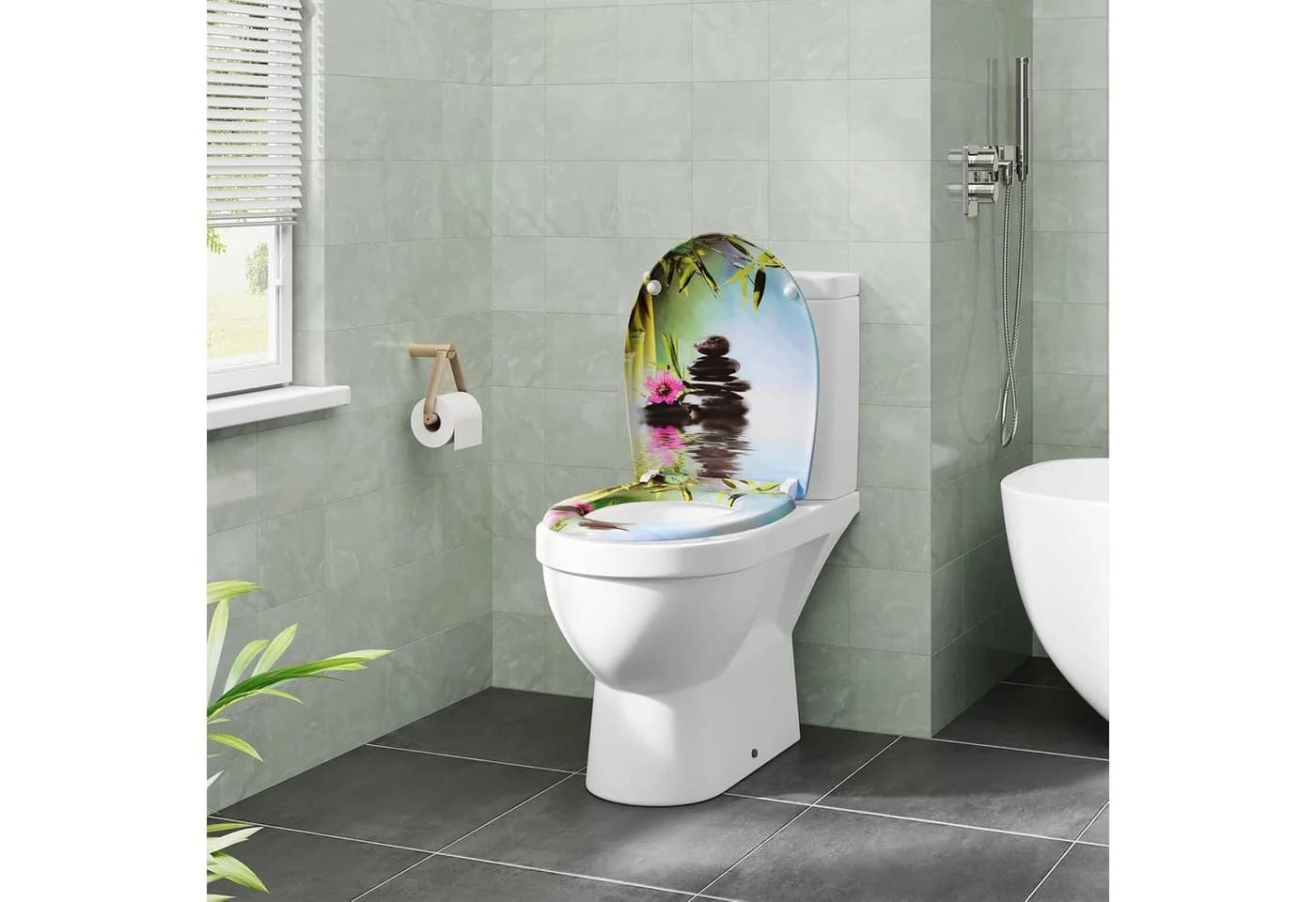 EUGAD WC-Sitz mit Absenkautomatik O-förmig Weiß