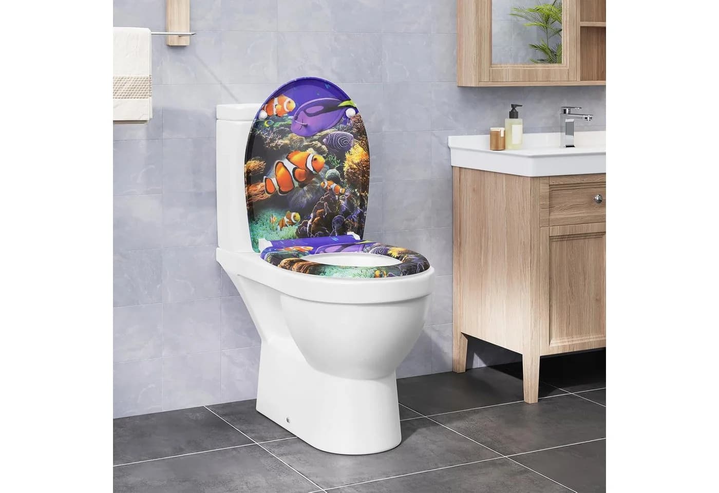 EUGAD WC-Sitz mit Absenkautomatik O-förmig Clownfisch-Druck - Bild 3