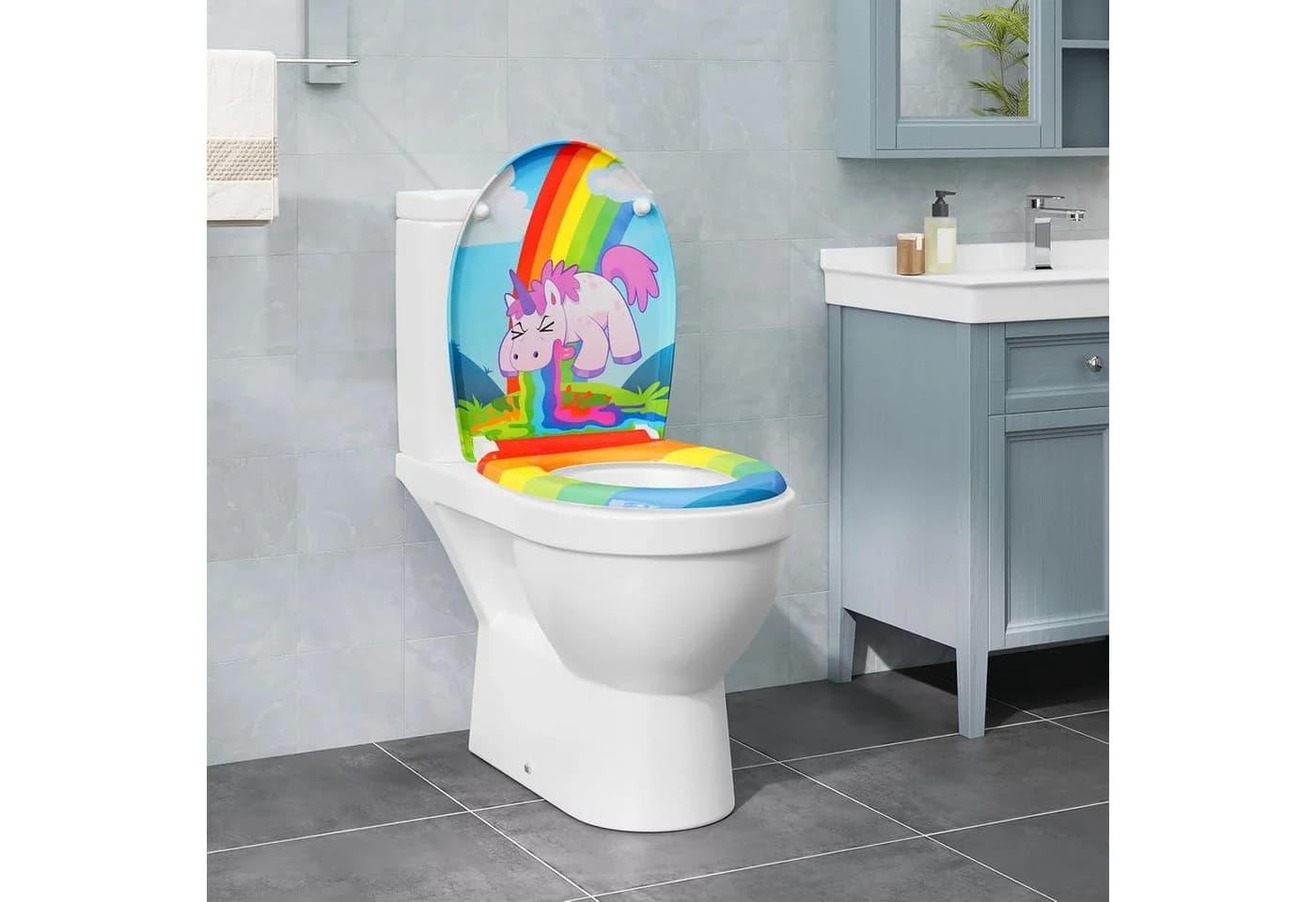 EUGAD WC-Sitz mit Absenkautomatik Bunt Duroplast