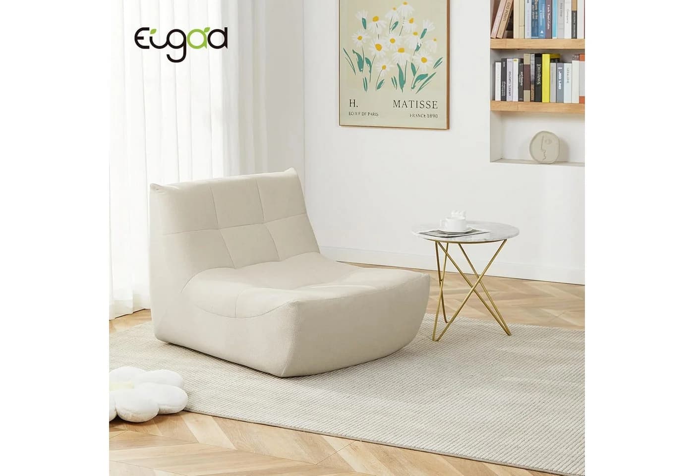 EUGAD Relaxsessel mit Rückenlehne Beige Frottee