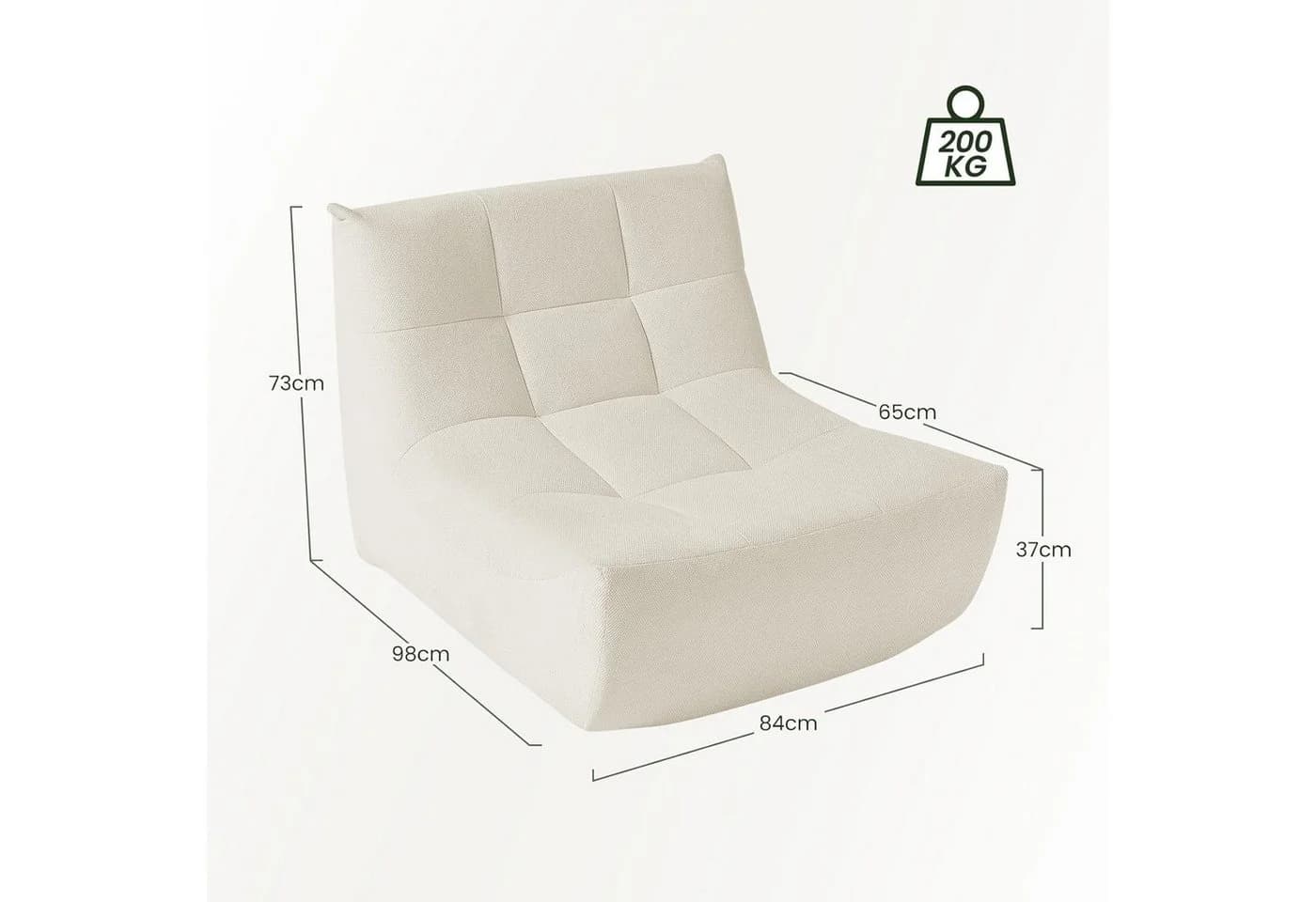 EUGAD Relaxsessel mit Rückenlehne Beige Frottee - Bild 3