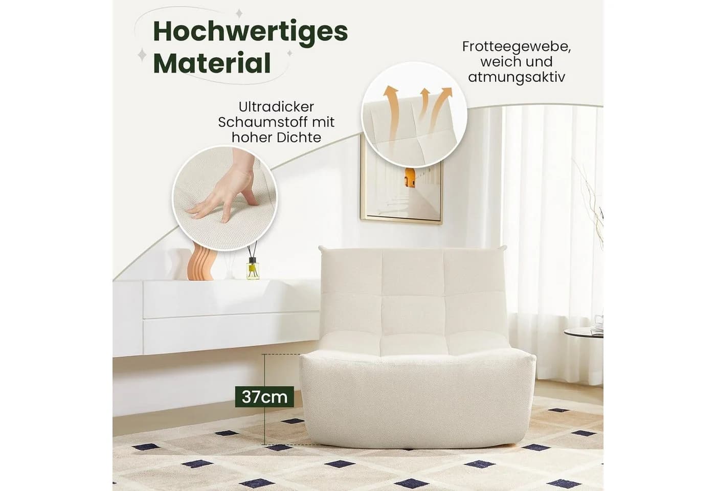 EUGAD Relaxsessel mit Rückenlehne Beige Frottee - Bild 4
