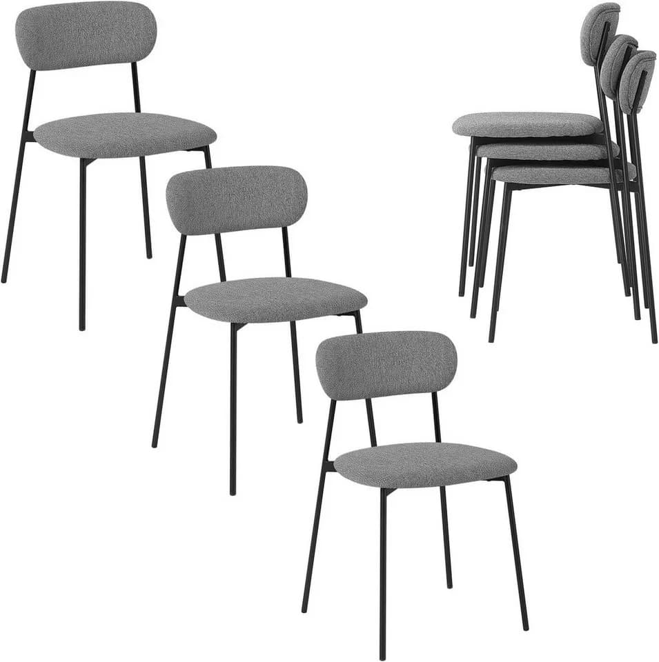 EUGAD Esszimmerstuhl 4er Set Metallbeine Leinensitz grau/schwarz - Bild 2