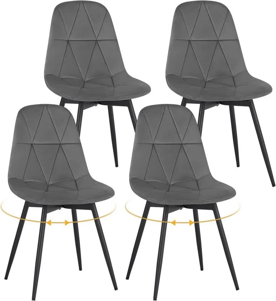EUGAD Esszimmerstuhl 4er Set Schwarz Grau Braun Drehstuhl - Bild 2
